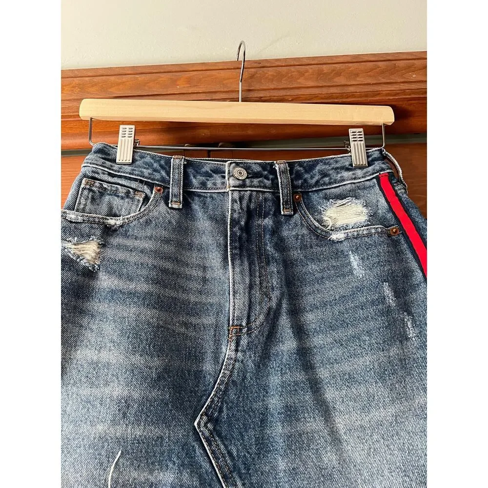 Abercrombie & Fitch Women's Vintage A-Line Zoe Natural Rise Skirt Blue Size 26/2